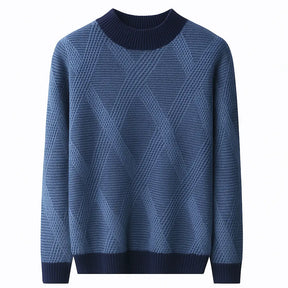 Suéter Masculino Geométrico em Lã Merino