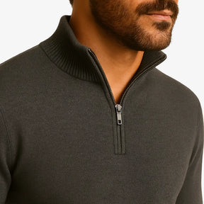 Look masculino moderno com suéter de zíper — moda outono inverno