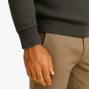 Look masculino moderno com suéter de zíper — moda outono inverno
