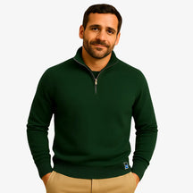 Look masculino moderno com suéter de zíper — moda outono inverno