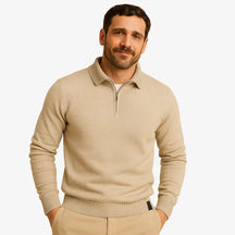 Look masculino moderno com suéter de zíper — moda outono inverno