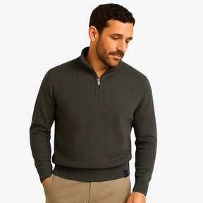 Look masculino moderno com suéter de zíper — moda outono inverno