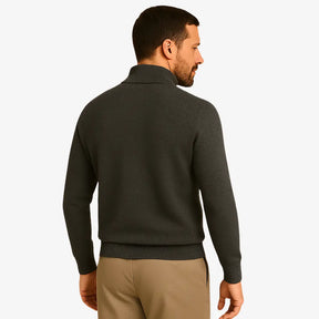 Look masculino moderno com suéter de zíper — moda outono inverno
