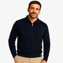 Look masculino moderno com suéter de zíper — moda outono inverno