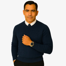 Suéter Masculino Tricô Fino com Gola Redonda