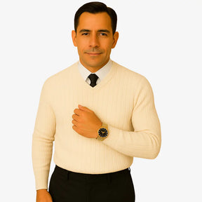 Suéter Masculino Tricô Fino com Gola Redonda