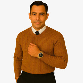 Suéter Masculino Tricô Fino com Gola Redonda