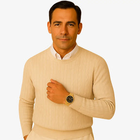 Suéter Masculino Tricô Fino com Gola Redonda