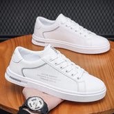 Tênis casual masculino branco, modelo casual, ideal para uso diário, confortável e respirável.