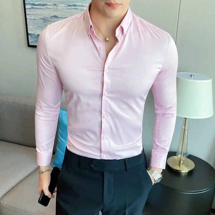 Long Sleeve Camisa Social Slim